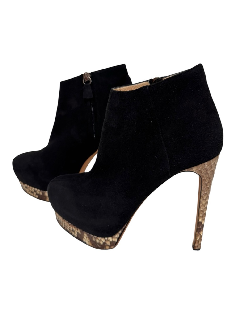 Alexandre Birman Black Suede Python Platform Ankle Booties Size 6.5 EUC